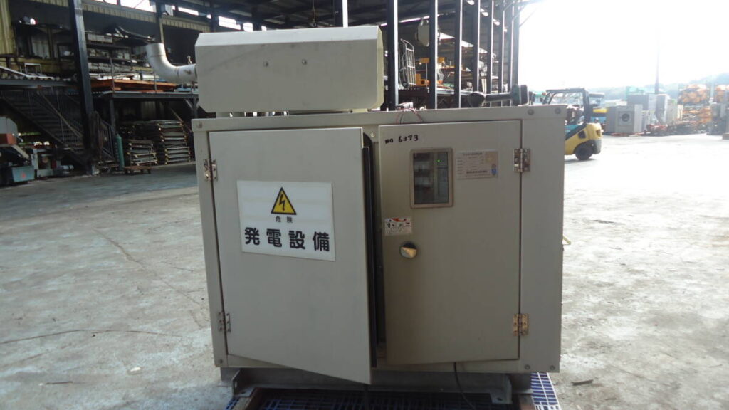 油谷 №6373 発電機 ニシハツ PX2‐30YSR型 30KVA 非常用発電機 ディーゼルエンジン ヤンマー3TNE84-GHN1 3.2時間 60HZ 中古 三相200V