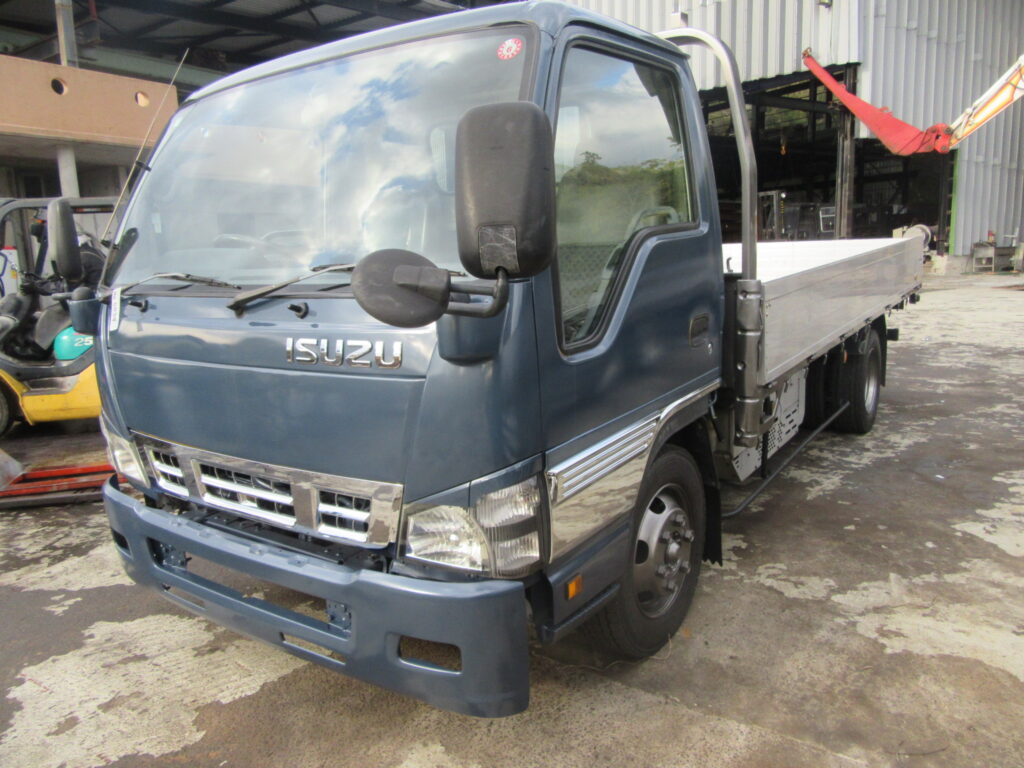 油谷 №5034 福岡 H18 2006年 エルフ 3トン ロングワイド 34万㌔ ハイブリット 4HL1 アルミブロック 2ペダル オートマ 全塗装 平ボディー