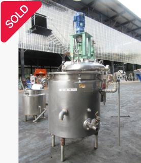 油谷 №2126 密閉ジャケットタンク 直径700㎜ 深670㎜ 蒸気タンク 加圧圧送 撹拌ミキサー圧力タンク ステンレス 中真空 断熱加熱混合 中古