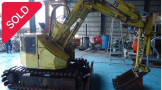 油谷 №8002 福岡 0.15クラス 重機 ハニックス 日産 S＆B15 ショベル 小旋回 動作良好 中古 使用4586時間 中折れスイングアーム 鉄キャタ