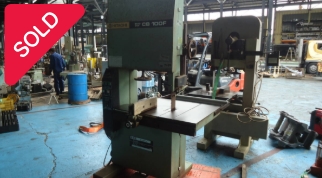 油谷 №7099 バンドソー 日立 CB-100F 木材切断機 帯鋸盤 のこ盤 三相200V 3.7KW 5馬力 大型 糸鋸盤 切断機 中古 木枠梱包 パレット切断