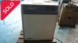 油谷 №7084 スクリューコンプレッサー コベルコ CM8BD-6 March 7.5KW 10馬力パッケージコンプレッサー エアードライヤー内蔵型 動作良好