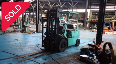 油谷 №6047 福岡から フォークリフト 三菱 FG20 2トン ガソリンエンジン 3778時間 揚高3m フォーク長さ1550㎜ 中古 パワステ 2T 動作良好