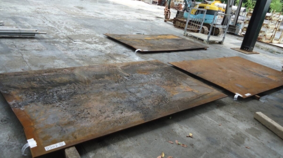 油谷 №2202 厚12㎜ 3枚セット 鉄板 幅3130㎜ 長さ1840㎜ 敷き鉄板 定盤 養生 敷鉄板 中古 土木 スクラップヤード 加工機 側溝のふた 擁壁
