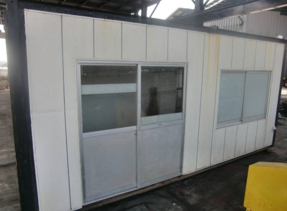 油谷 №8150 仮設プレハブ 3.7坪 7.4畳 事務所 休憩室 資材置場 コンテナ 屋外 倉庫 物置 離れ 中古 ガレージ スーパーハウス簡易住居