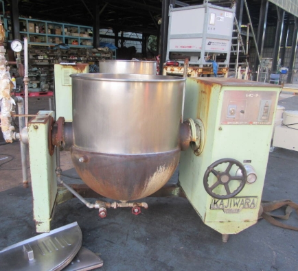 油谷 №6093 蒸気加熱 撹拌機 梶原工業 レオニーダー KQ-360型 圧力3キロ/立米 煮豆機 煮炊き窯 中古 あんこ鍋 食品加工機械 撹拌加熱