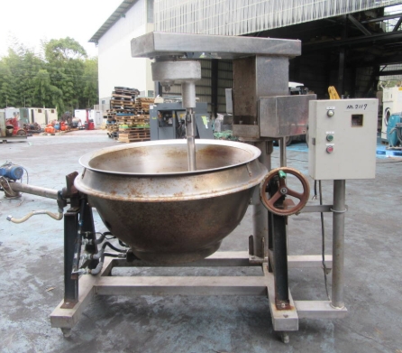 油谷 №2117 LPガス 回転釜 蒸気窯 ミキサー 大釜 大鍋 スープ ソース カレー 煮炊窯 ミキサー 練り機 焦げ こびりつき 撹拌機 スチーム