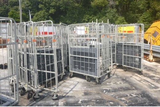 油谷 №5378 カゴ台車 20台セット ロールボックス 1110㎜×800㎜×高さ1695㎜ 手押し折り畳み台車 道具箱 スチール台車搬送台車 かご台車